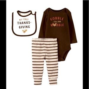 NWT NB Gobble til you Wobble boy girl turkey FIRST thanksgiving outfit carters